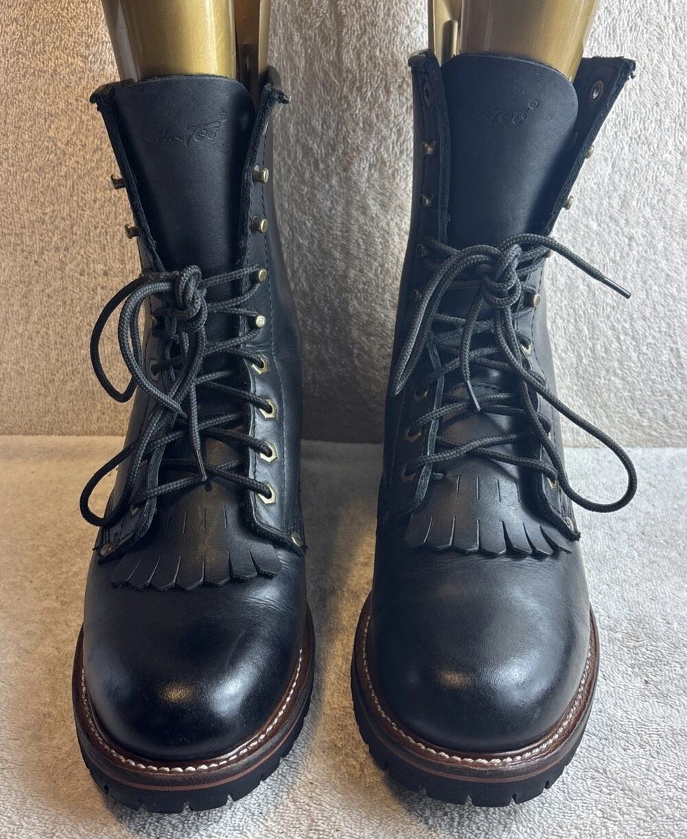 Ad Tec Men's 10 in. Fireman Logger Leather Work Boots shoes Black Size 13 M